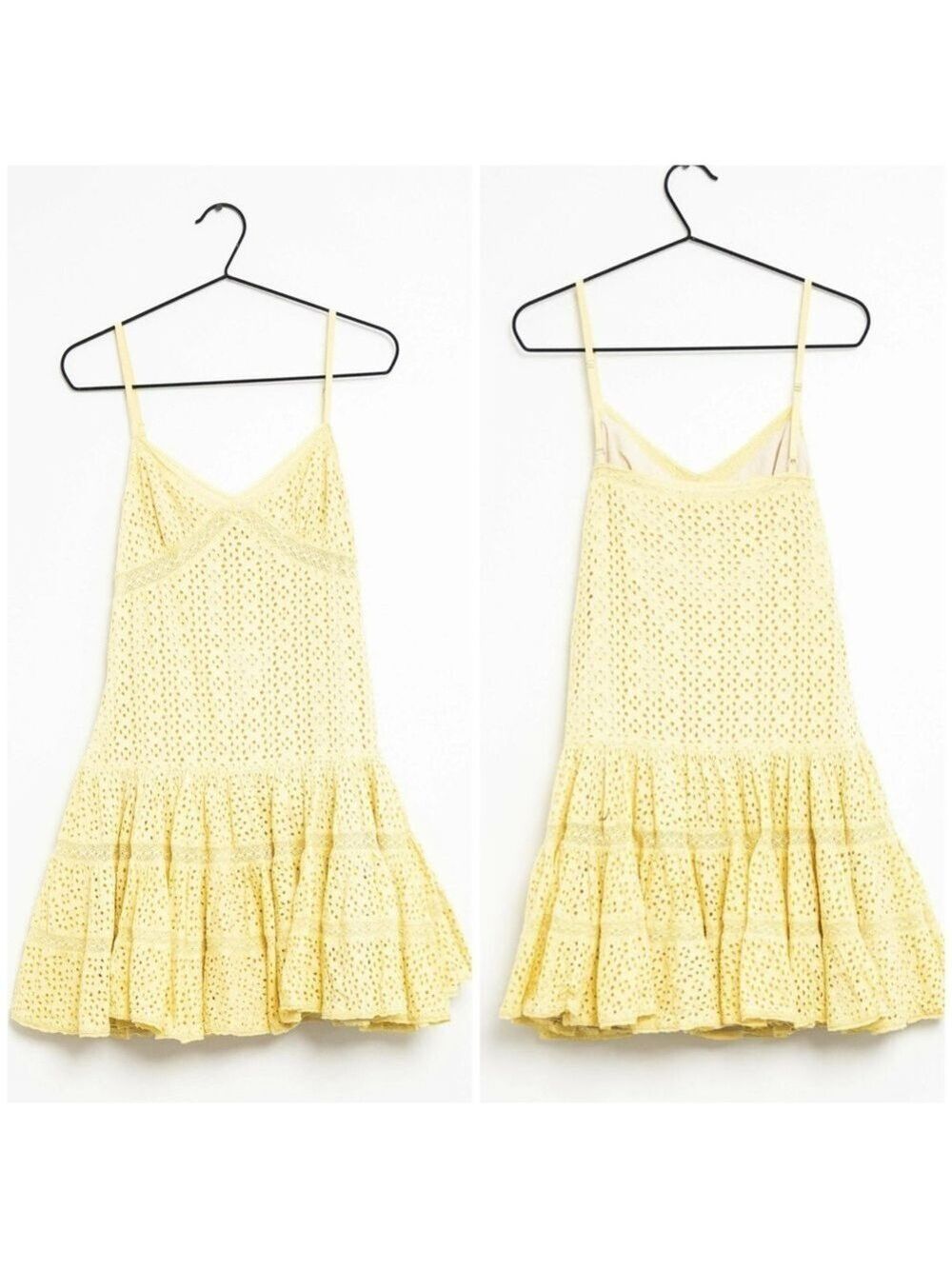 Needle And Thread Needle Work Floral Eyelet Mini Dress in Yellow
